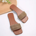 Women's Slippers with Open Toe and Rhinestone Detail