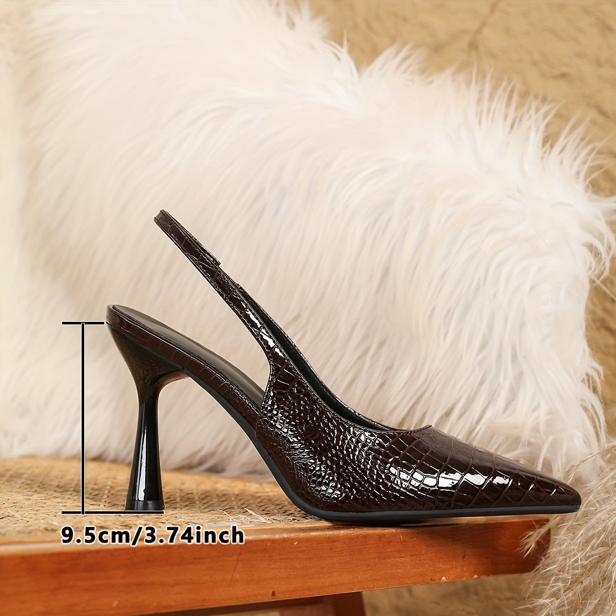 Women's High Heel Shoes with Pointed Toe and Slip-On