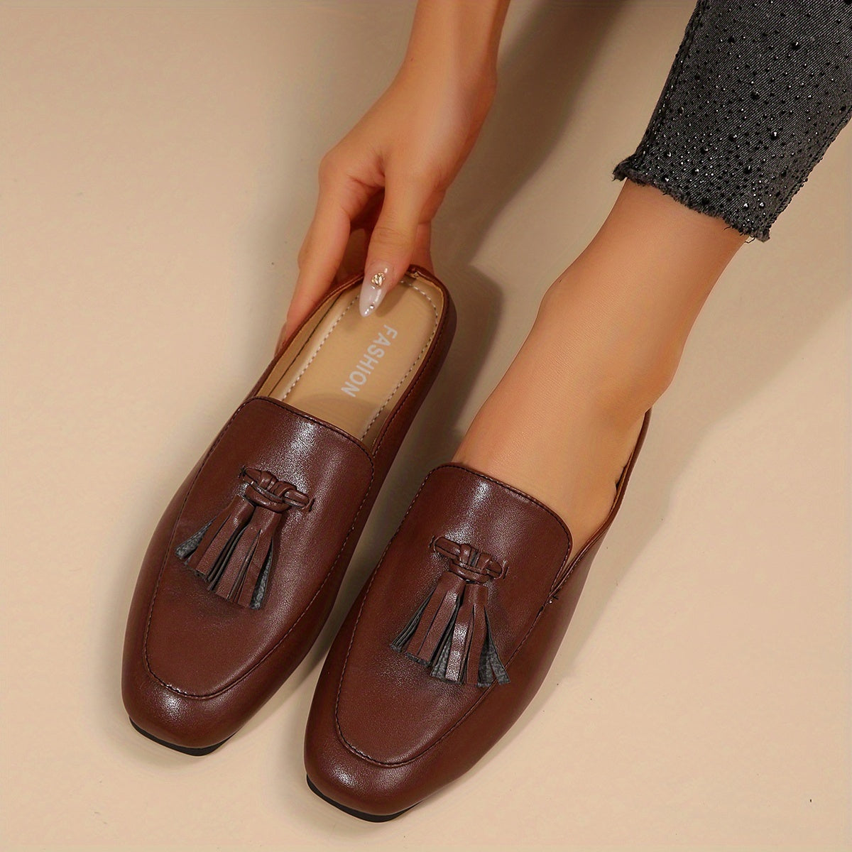 Women's Loafer Shoes with Slip On and Plain Toe