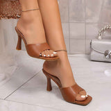Women's Open Toe Heels with Stiletto Heel and Slip On