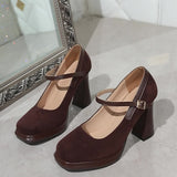Women's Mary Jane Shoes with Platform Heel and Strap