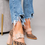 Womens Orthopedic Sandals with Leopard Pattern and Stable Heel