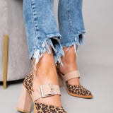 Womens Orthopedic Sandals with Leopard Pattern and Stable Heel