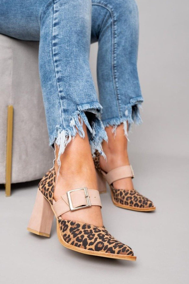 Bavane | Womens Orthopedic Sandals with Leopard Pattern and Stable Heel