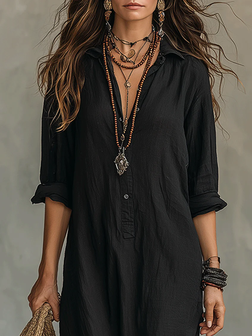 Women's Shirt Dress | Long Sleeve Button-Front