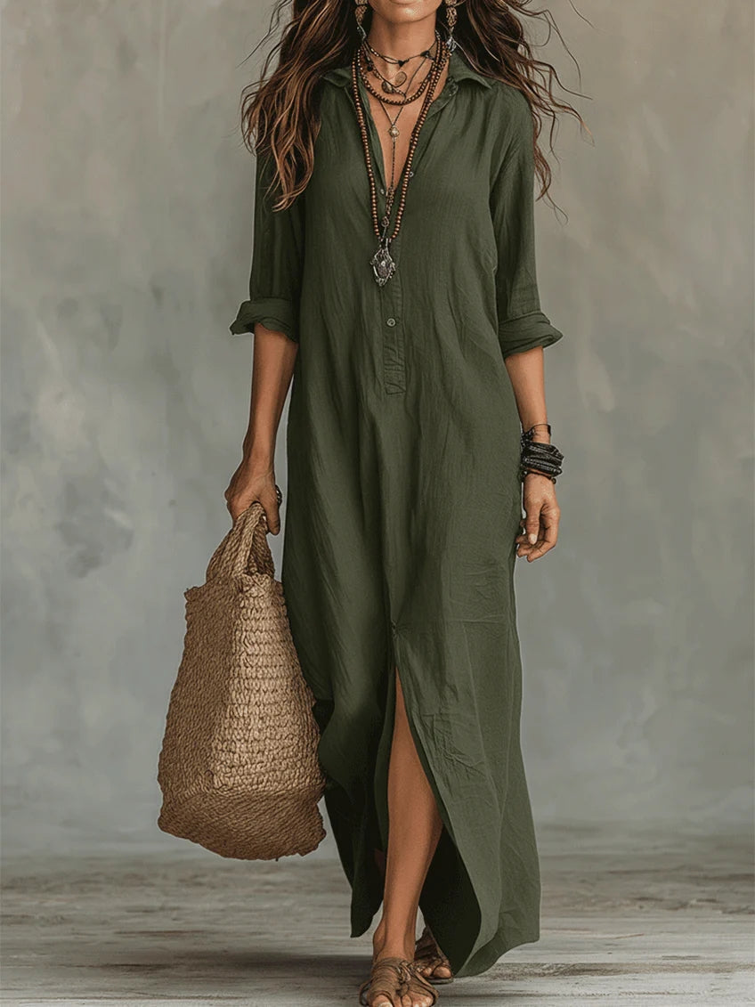 Women's Shirt Dress | Long Sleeve Button-Front