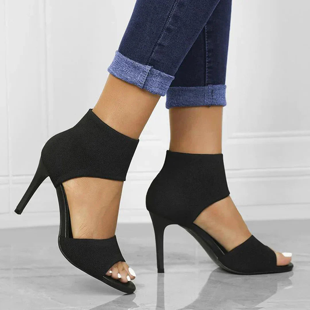 Women's Sandals with Strappy Upper and High Heel