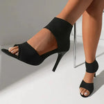 Women's Sandals with Strappy Upper and High Heel
