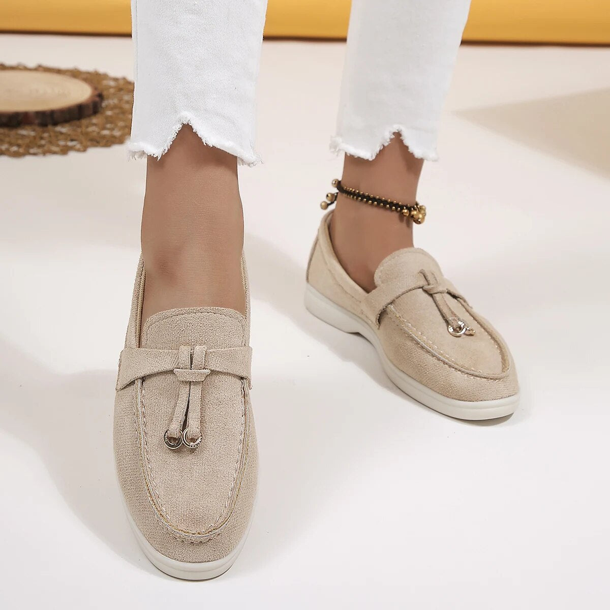 Women's Loafers with Slip On and Suede Finish