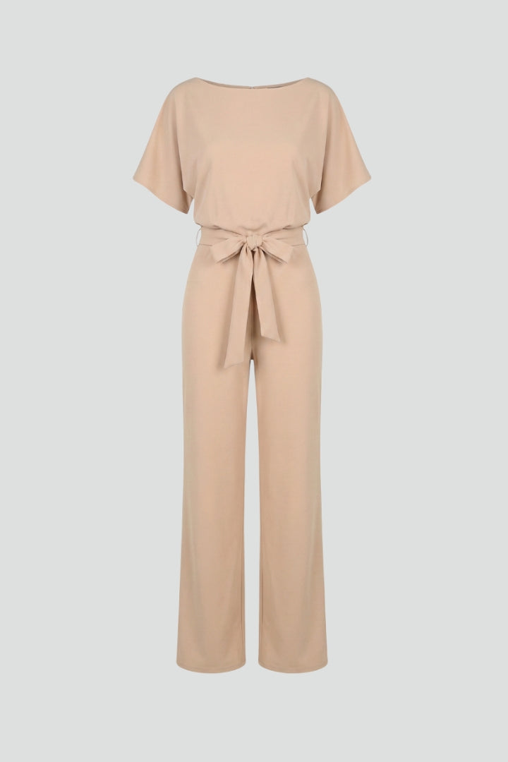 Women's Wide-Leg Jumpsuit | Short Sleeve Belted
