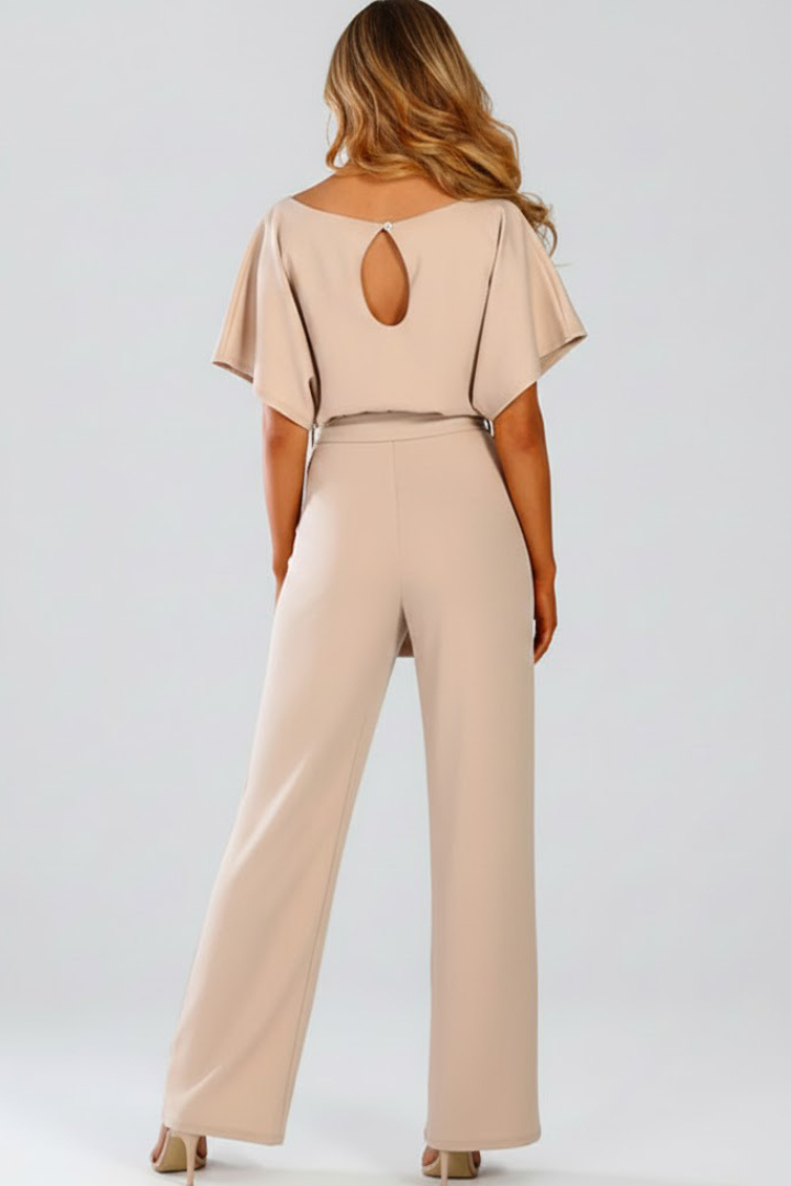 Women's Wide-Leg Jumpsuit | Short Sleeve Belted