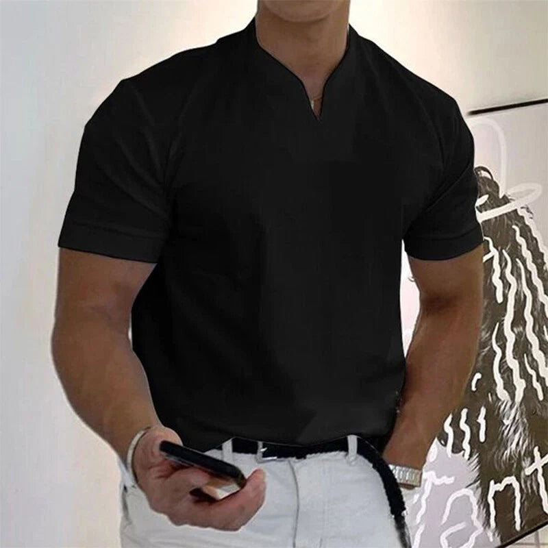 Slim Fit Shirt for Men  Short Sleeve with V-Neck Style