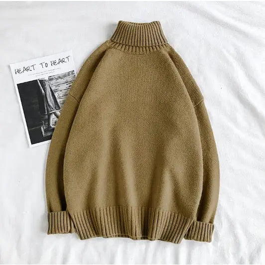 Men's Sweater with Knitted Roll Neck