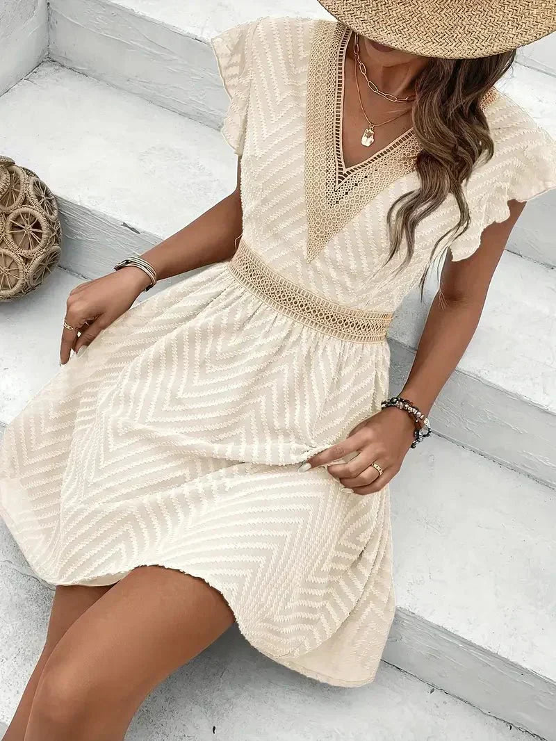 Women's Dress | Flutter Sleeve  V-Neck Mini