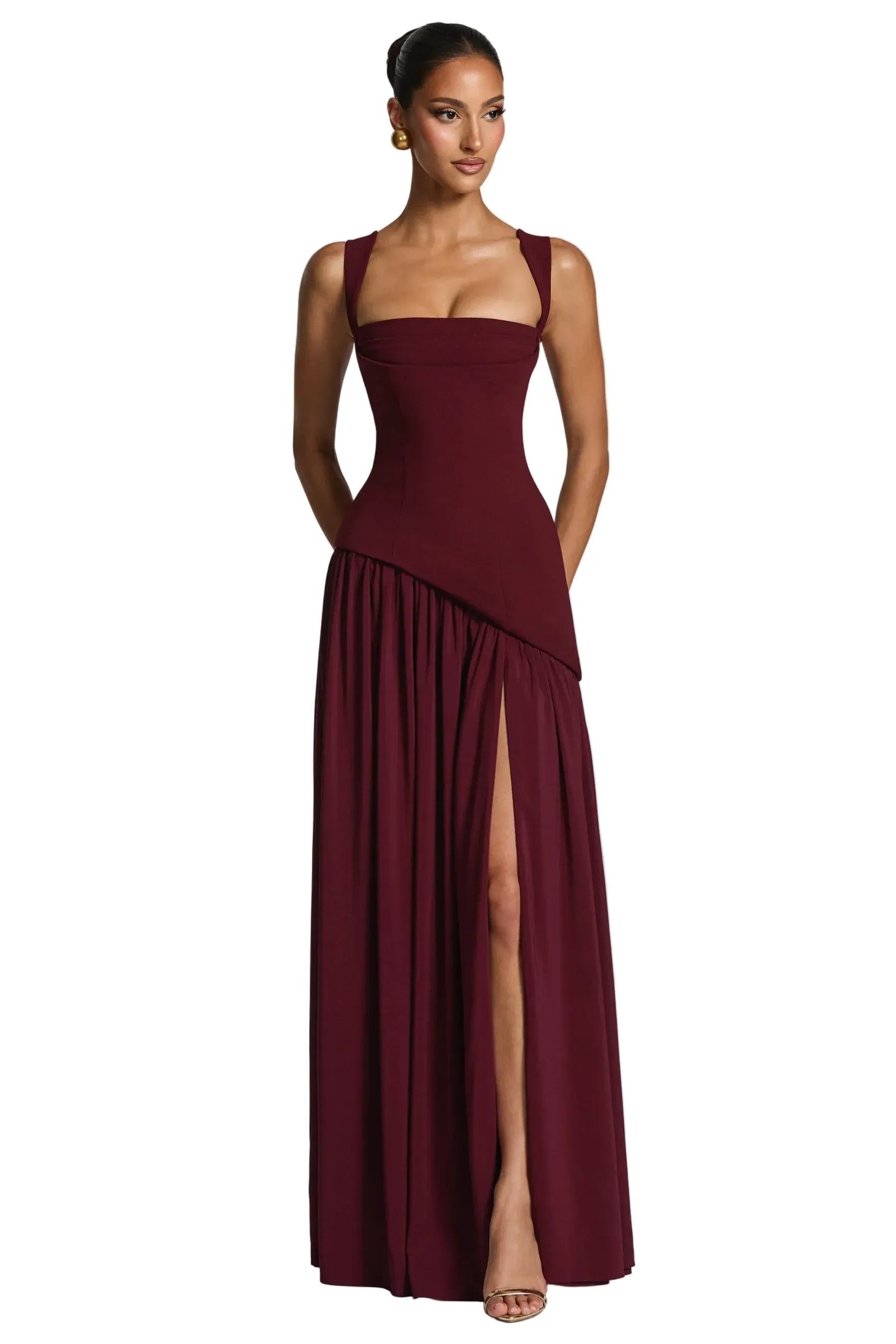 Isabella | Women's A-Line Sleeveless Fitted-Waist Maxi Dress